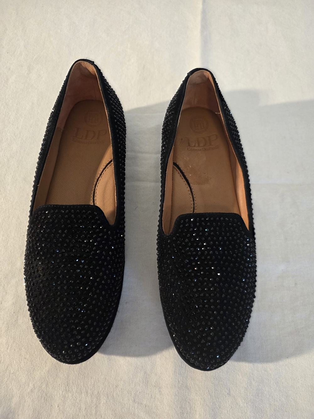 L'Amour Des Pieds Black Correze Embellished SpaBlack Crystal Embellished Loafers